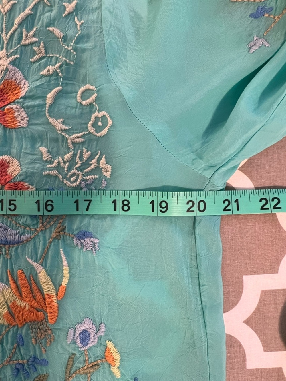 Johnny Was Turquoise Embroidered V-Neck Tunic - Picture 8 of 9